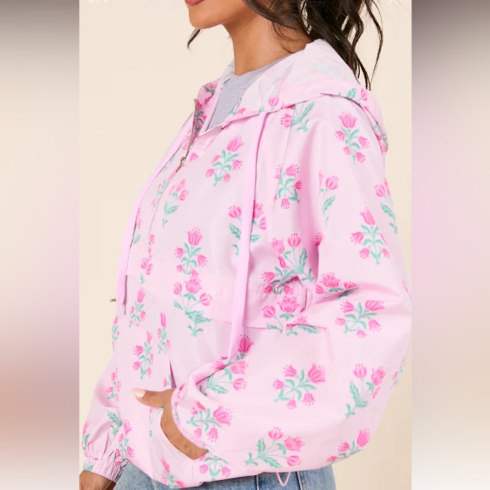 Pink Lily Floral Bomber Jacket in Light Pink